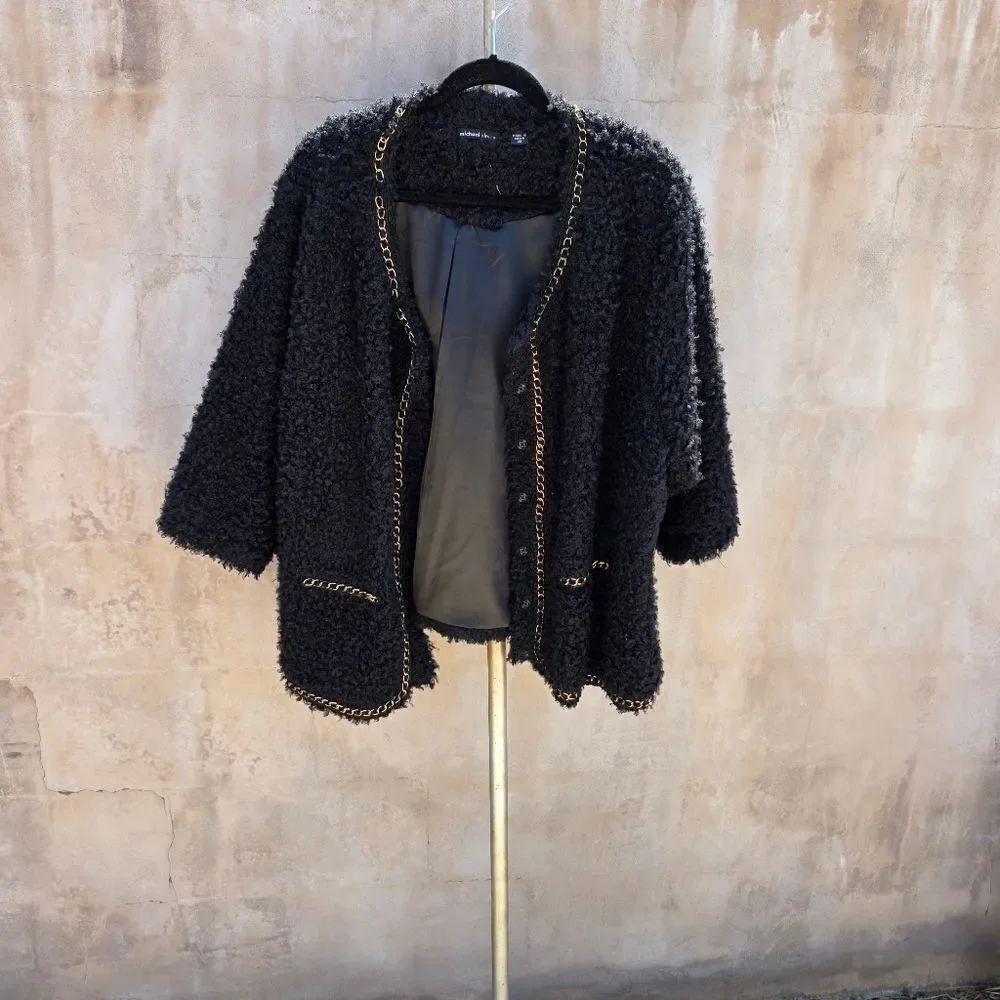 Michael Simon Boucle Jacket With Gold Chain